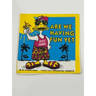 Photo of Are We Having Fun Yet 1980’s Duck 🐥⛱️At The Beach Vintage Sticker