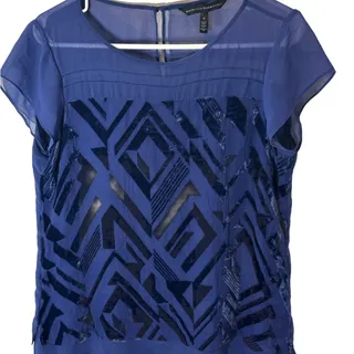 Photo of White House Black Market Sz 6 Blue Sheer Geometric Top