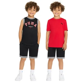 Photo of Puma Kids 3 Piece Set Boys Size 5 Red Black Jersey T-Shirt Shorts Outfit NEW