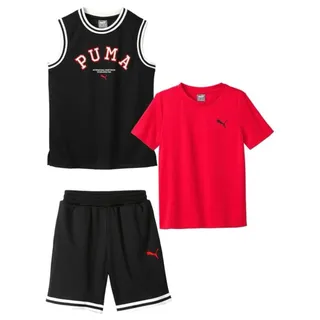 Photo of Puma Kids 3 Piece Set Boys Size 5 Red Black Jersey T-Shirt Shorts Outfit NEW