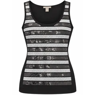 Photo of Banana Republic Preppy Sequin Glam Disco Sparkly Black White Stripe Tank Small