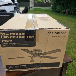 Photo of NIB Hampton Bay 52-inch indoor low-profile LED ceiling fan in brushed nickel