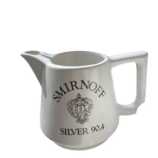 Photo of 2 Smirnoff Silver 90.4 Vodka PITCHER 4.5"H ceramic jug barware 22 ounces Party