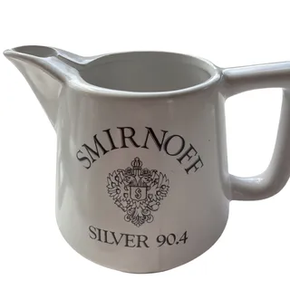 Photo of 2 Smirnoff Silver 90.4 Vodka PITCHER 4.5"H ceramic jug barware 22 ounces Party