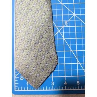 Photo of Vintage Hermès 100% Silk Men's Green Tie With Blue Stars W Tie Caddy