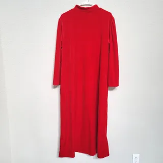 Photo of Appel Vintage Robe Womens Medium Red Velour  Long Sleeve Embroidered 80s Winter