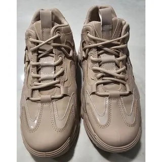 Photo of Unbranded Chunky Dad Style Sneakers Womens Size EU 40 Tan Lace Up Shoes