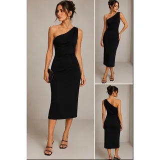 Photo of Vintage Y2K Ariana by Rachel Kaye Sexy Formal Black One Shoulder Event Dress 10