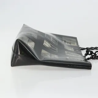 Photo of Chanel Vinyl Windows Line Chain Shoulder Tote Bag Black