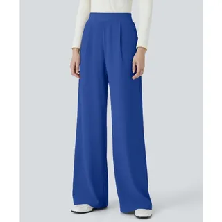 Photo of NWT Halara Flex™ Body Sculpt Wide Leg Micro Waffle Work Pants, Blue, Size M