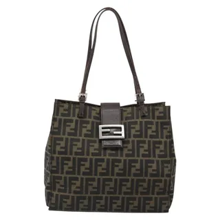 Photo of Fendi Zucca Mamma Baguette Tote Bag Black