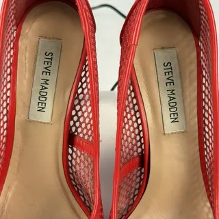 Photo of Steve Madden Viola Red Mesh Pointed Toe Stiletto Pumps US 8M made in Brazil