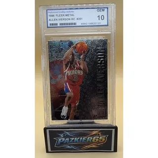 Photo of 1996 Metal #201 Allen Iverson 76ers RC Rookie GEM 10 Mint!!🔥