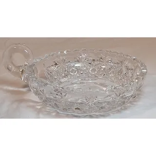 Photo of Antique ABP Cut Glass Nappy Bowl Intaglio Daisy Handle Sawtooth 6" Candy Dish