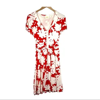 Photo of Anthropologie Maeve summer breeze red white floral V neck short sleeve dress XS
