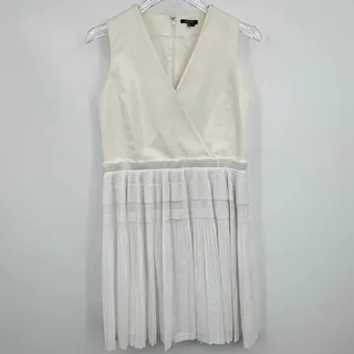 Photo of Raoul dress 8 fit and flare crossover pleated sleeveless V neck white cream