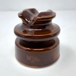 Photo of Vintage Locke Hi-Top 66 Brown Porcelain Utility Line Insulator 3.5" Made in USA