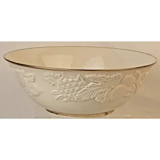 Photo of Lenox Fruits Of Life 9" Round Vegetable Serving Bowl Ivory Porcelain Gold Trim