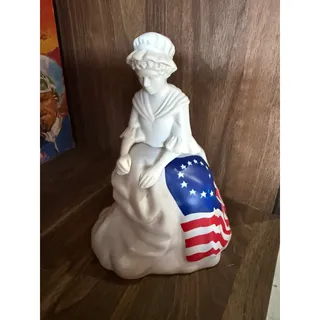 Photo of Vintage Avon Betsy Ross Figurine Sonnet Cologne Milk Glass Decanter 1976 4oz