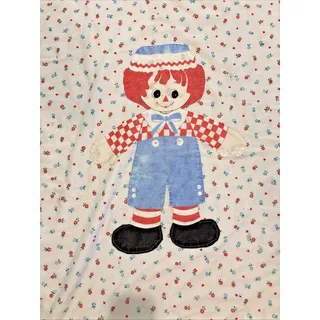 Photo of Vtg Raggedy Ann Character Nursery Swaddle Blanket Floral Calico