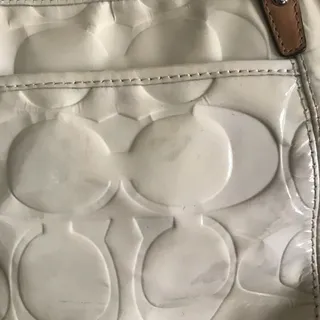 Photo of COACH Cream Leather All Over Logo Handbag