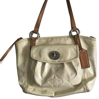Photo of COACH Cream Leather All Over Logo Handbag