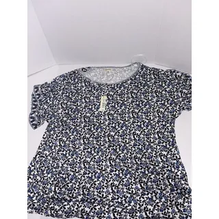 Photo of Max Studio Floral Print Ruffle Sleeve Blouse Blue Black White Plus Size 2X