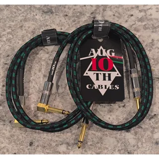 Photo of AUG 10 TH Instrument Cables 1/4" Right Angle to Straight Jack, Black/Green 10TH