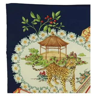 Photo of Salvatore Ferragamo Elephant Cheetah Lion Jaguar Leopard Tiger Blue Scarf