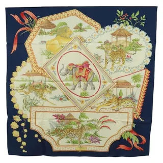 Photo of Salvatore Ferragamo Elephant Cheetah Lion Jaguar Leopard Tiger Blue Scarf