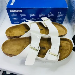 Photo of Birkenstock Arizona Men's Slide Sandals White Two Strap Buckle Size 11 (EU44)