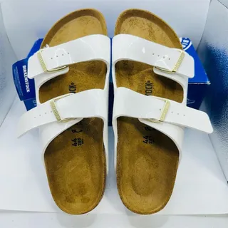Photo of Birkenstock Arizona Men's Slide Sandals White Two Strap Buckle Size 11 (EU44)