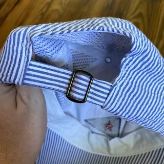 Photo of Seersucker Cotton Baseball Cap with Embroidered Sorrento