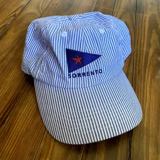 Photo of Seersucker Cotton Baseball Cap with Embroidered Sorrento