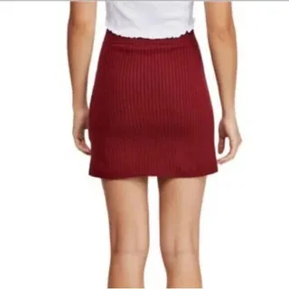 Photo of Free People Wine Faux Wrap Ribbed Knit Skirt Size Medium NWT