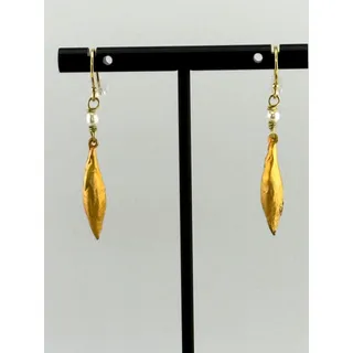 Photo of Michael Michaud Leaf and Bud Drop Wire Earrings
