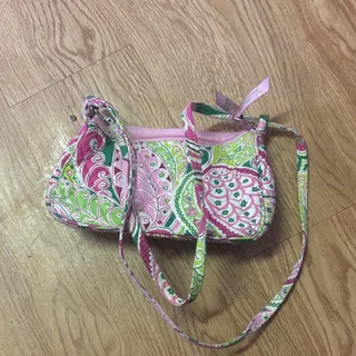 Photo of Vera Bradley Pink and Green Paisley Shoulder Bag