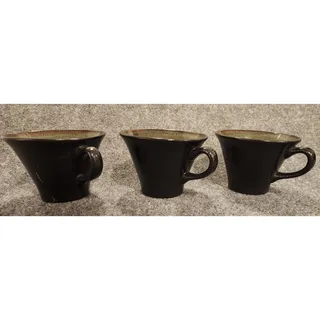 Photo of Vintage Gabbay Fusion Wasabi Stoneware Coffee Mugs Green Speckled Set of 3
