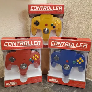 Photo of 3 N64 Controllers - 3 Colors Bundle (NEW) - Red, Blue, Yellow - Nintendo64