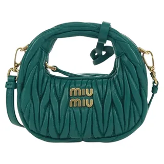 Photo of Miu Miu Matelasse Leather Micro Hobo Shoulder Bag Green