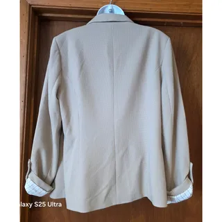 Photo of EUC 41 Hawthorne lined, nude, open front Natalie blazer, pulled up sleeves sz L