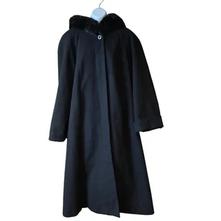 Photo of EUC vintage 80s 90s Donny Brook, fur trimmed hood, aline wool coat sz 12p