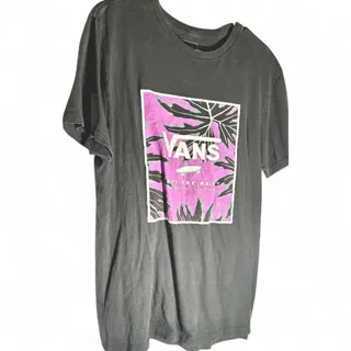 Photo of Retro VANS Tropical Leaves Skateboard Off the Wall Black/Purple T Shirt Size~M     