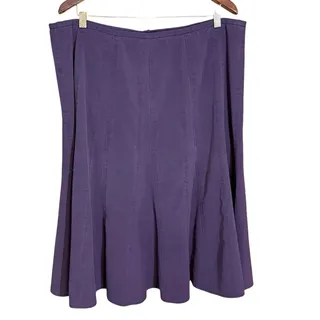 Photo of Dressbarn Purple Paneled Flared trumpet Skirt A-Line Midi Size 16 knee length