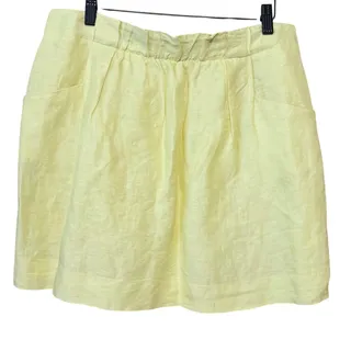 Photo of J.Crew Yellow Linen Silk Mini Skirt Sz 8 Lightweight Summer Pocket Skirt resort