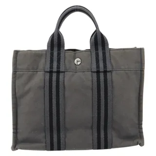 Photo of Hermes Canvas Fourre Toutpm Handbag Gray