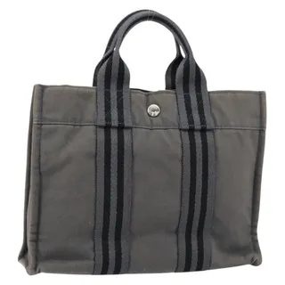 Photo of Hermes Canvas Fourre Toutpm Handbag Gray