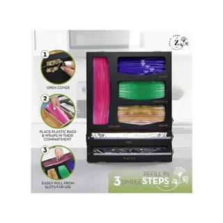 Photo of Zosia Home 6-in-1 Bamboo Grip Seal Bag Organizer with Dispenser - Baggie Organiz