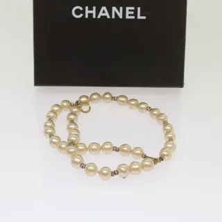 Photo of Chanel Pearl Bracelet Metal White CC