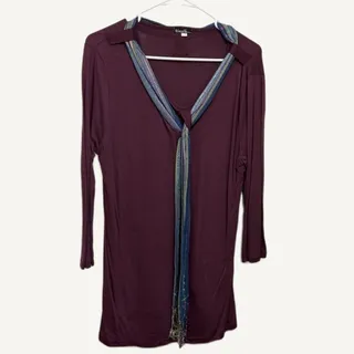 Photo of All Jazzed Up by RCS Gifts Maroon Tunic Top with Multicolored Scarf L/XL